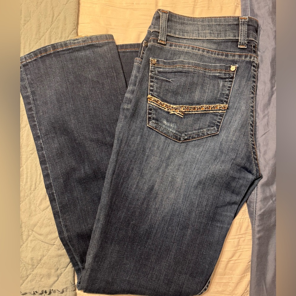 BKE Women's Medium Blue Bootcut Jeans with Embellished Back Pocket